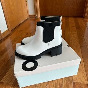White & Black Chelsea Lug Boots - NIB